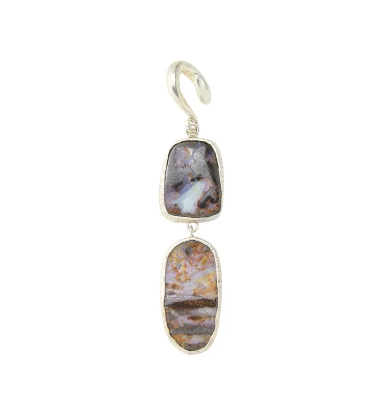 Boulder Opal Stone Brass Ear Weights Version 10 (Single Piece)