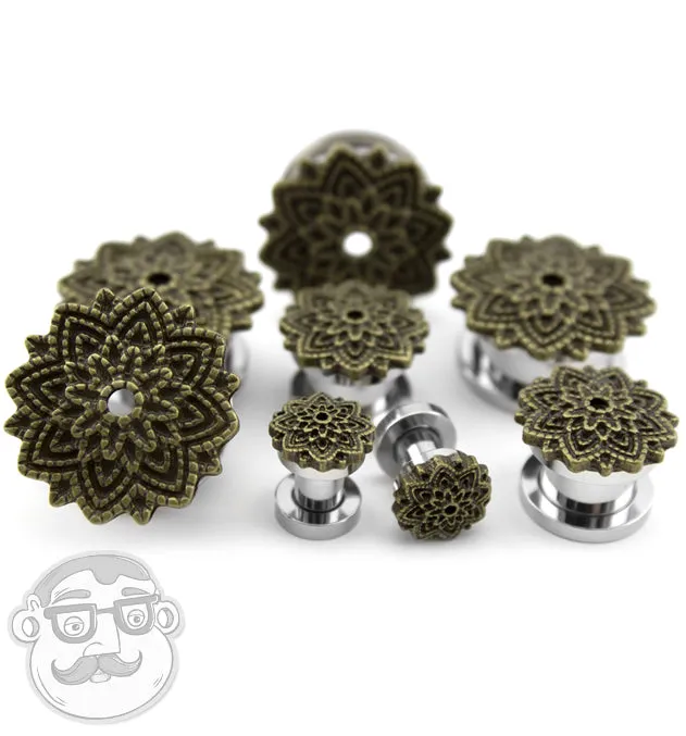 Brass Camellia Flower Top Stainless Steel Plugs