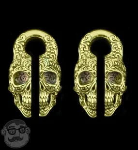 Brass Sugar Skull Ear Weights