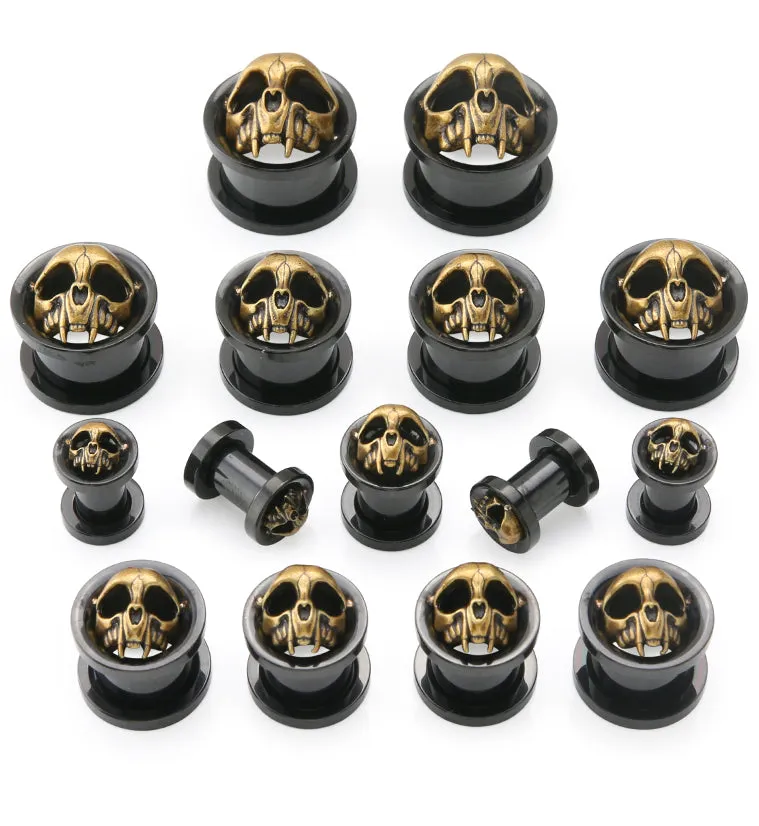 Canine Skull Black PVD Stainless Steel Tunnel Plugs