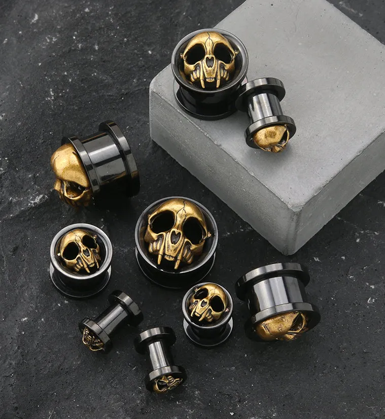 Canine Skull Black PVD Stainless Steel Tunnel Plugs