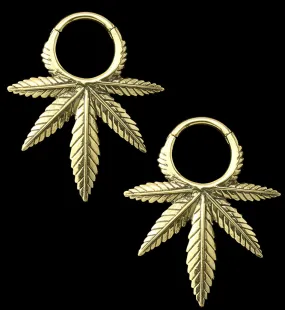 Cannabis Hinged Brass Ear Weights