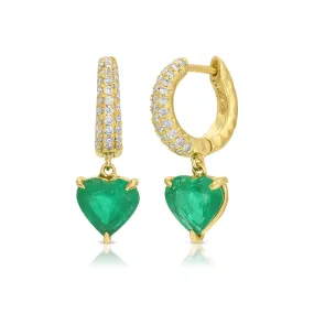 Charmed Pav?? Micro Yana Hoop with Mini Emerald Heart