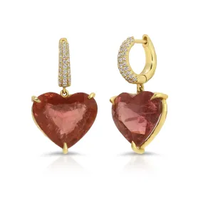 Charmed Pav?? Micro Yana Hoop with Rubellite Heart
