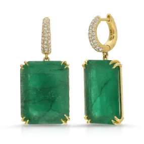 Charmed Pav?? Yana Hoops with Emerald Cut Emeralds