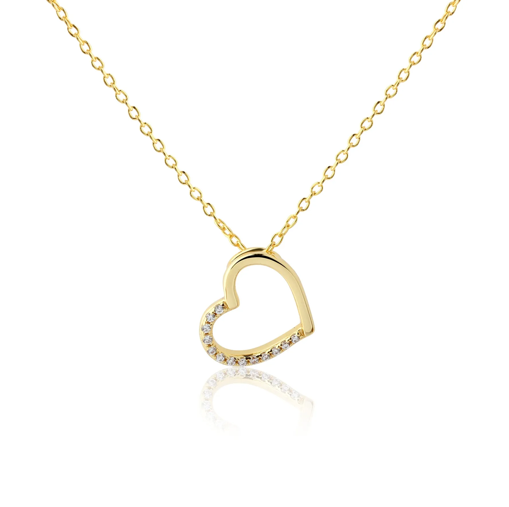 Children's 14K Gold-Plated Floating Heart Necklace for Girls & Kids