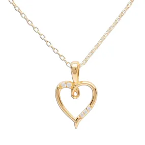 Children's 14K Gold Plated Open Heart Necklace for Girls