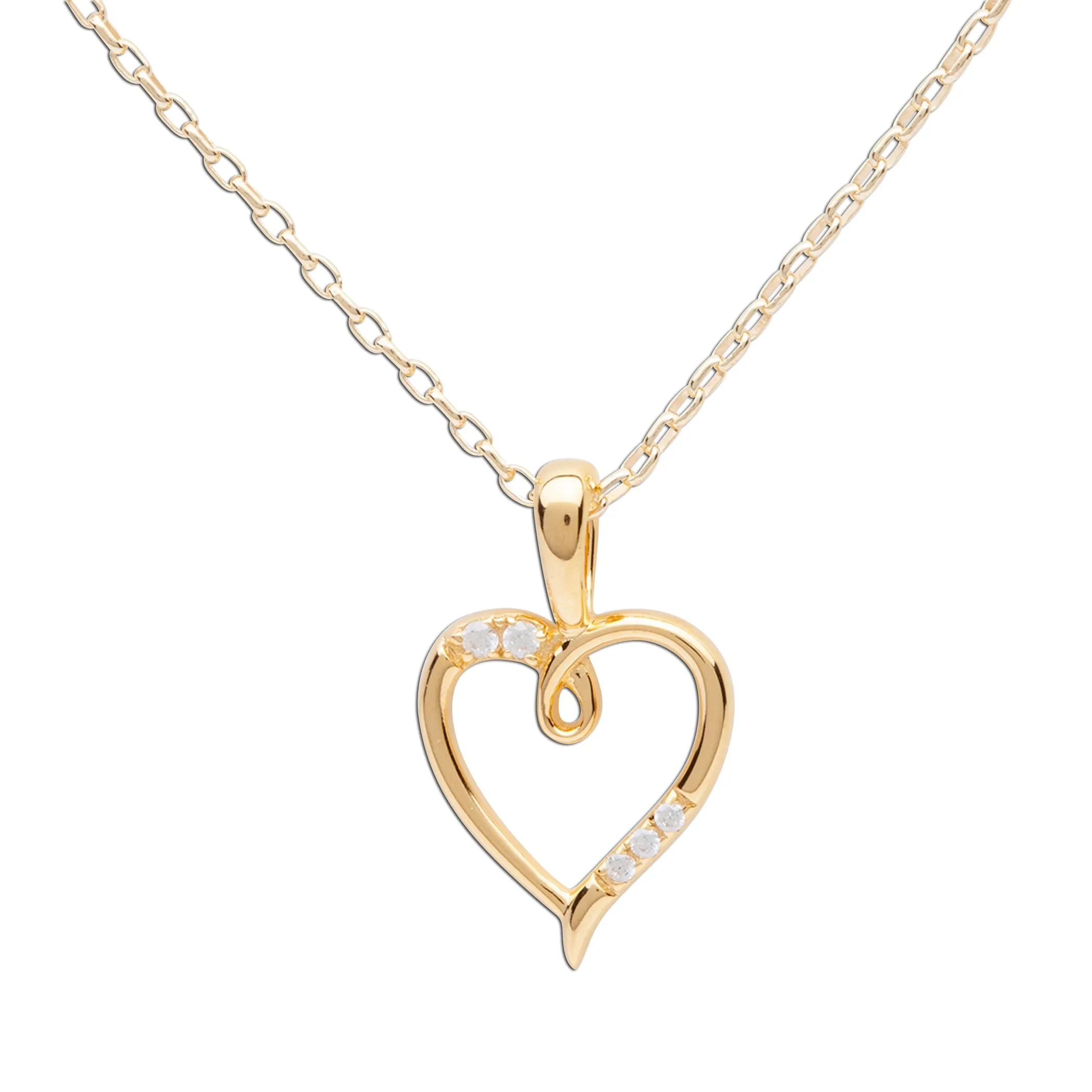 Children's 14K Gold Plated Open Heart Necklace for Girls