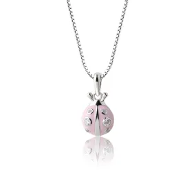 Children's Sterling Silver Pink Ladybug Necklace for Little Girls & Kids