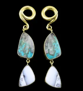 Chrysocolla X Dendritic Opal Stone Ear Weights Version B