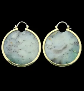Chrysoprase Stone Brass Ear Weights