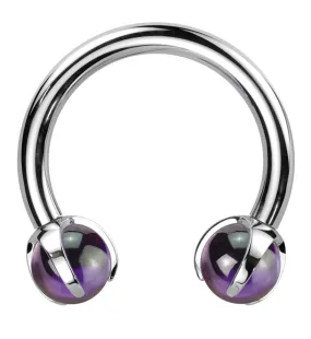 Claw Amethyst Stone Titanium Internally Threaded Circular Barbell
