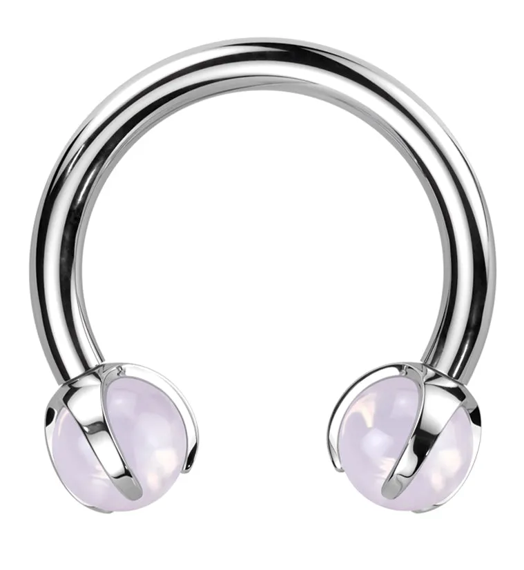 Claw Soft Pink Opalite Titanium Internally Threaded Circular Barbell