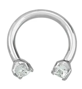 Clear CZ Prong Set Circular Barbell