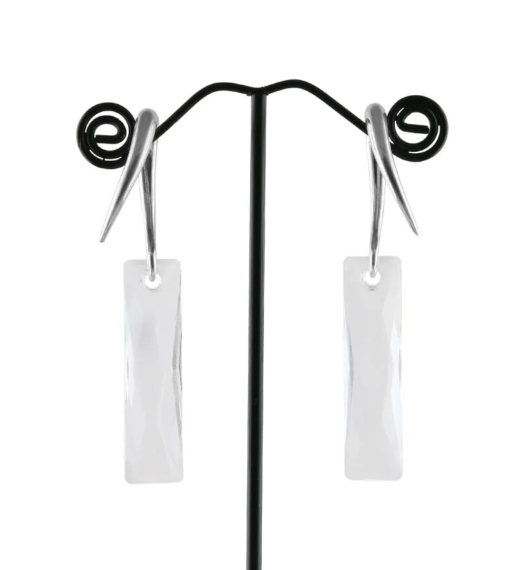 Clear Swarovski Tower CZ White Brass Hangers