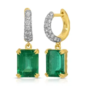 Cobblestone Micro Diamond Hoop with Emerald