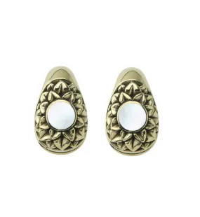 Crux MOP Keyhole Brass Ear Weights