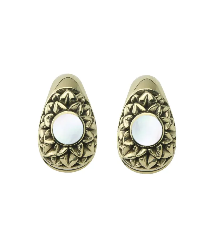 Crux MOP Keyhole Brass Ear Weights