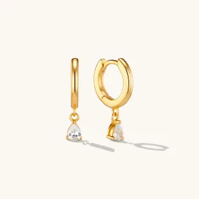 Crystal Drop Hoop Earrings Gold