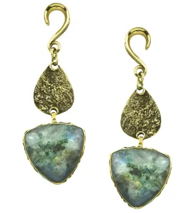 Dart Labradorite Stone Hanging Brass Ear Weights