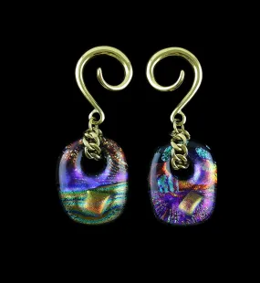 Dichroic Jibe Glass Brass Ear Weights V1