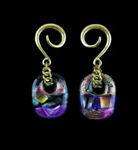 Dichroic Jibe Glass Brass Ear Weights V3