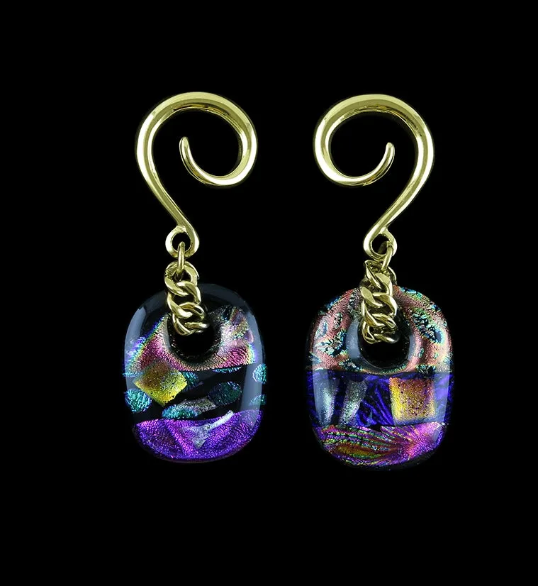 Dichroic Jibe Glass Brass Ear Weights V3