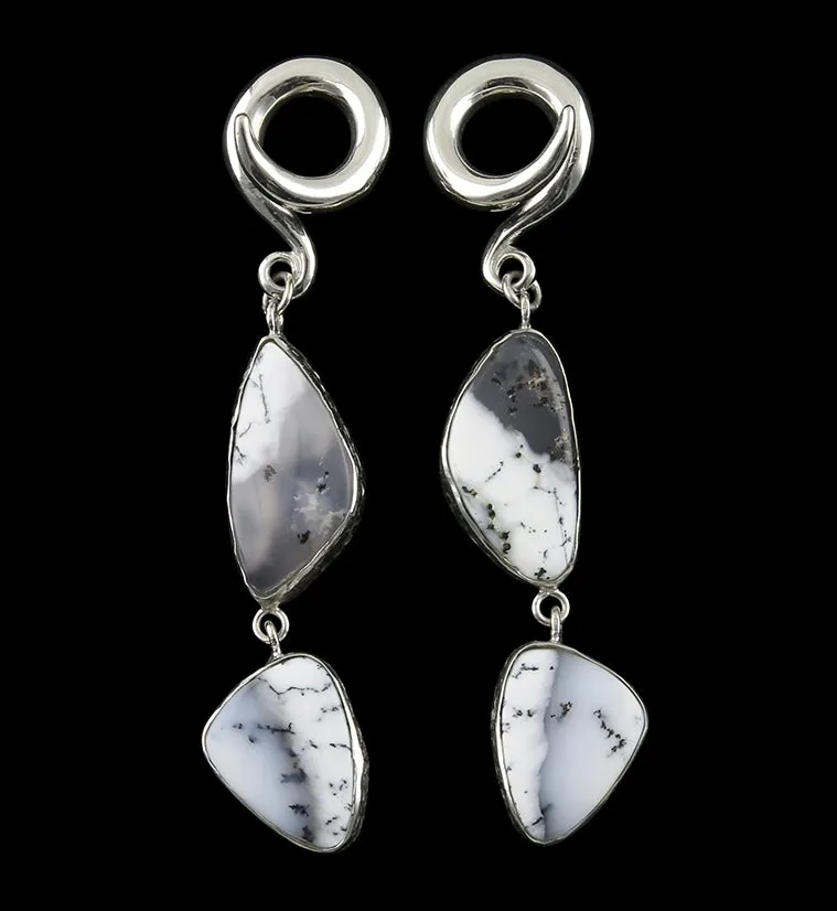 Double Dendritic Opal Stone Ear Weights Version 6
