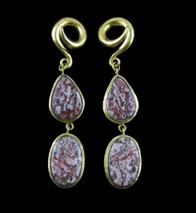 Double Ocean Jasper Stone Brass Ear Weights Version 10