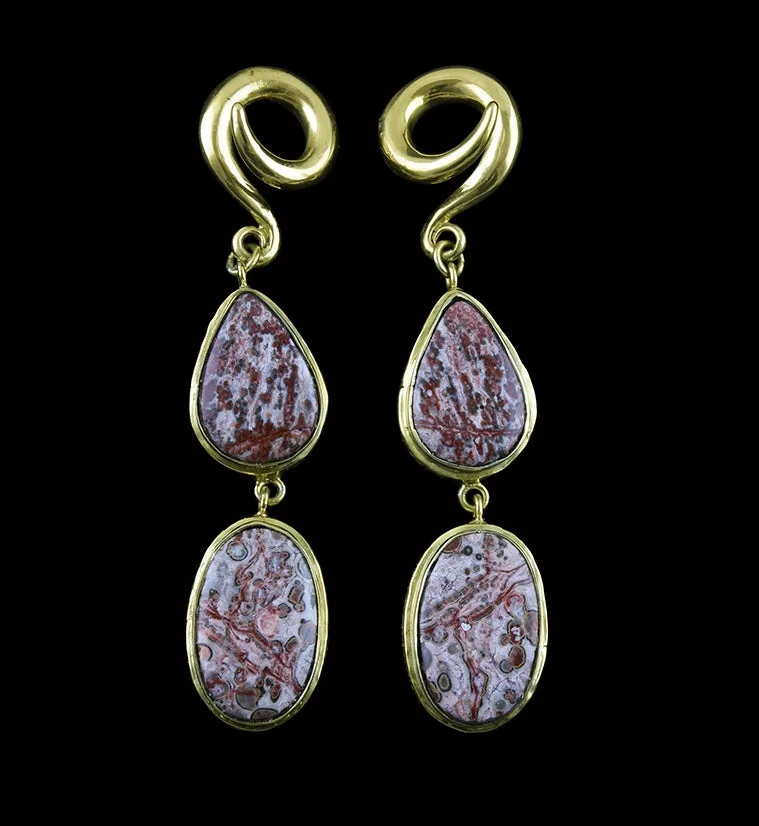 Double Ocean Jasper Stone Brass Ear Weights Version 10