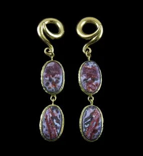 Double Ocean Jasper Stone Brass Ear Weights Version 11