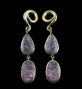 Double Ocean Jasper Stone Brass Ear Weights Version 12