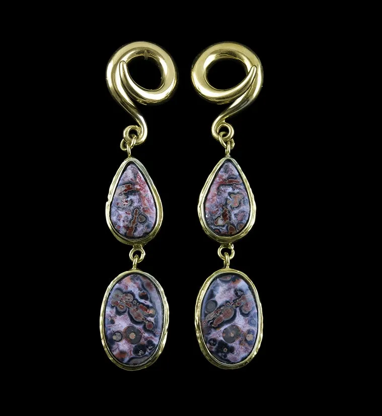 Double Ocean Jasper Stone Brass Ear Weights Version 14