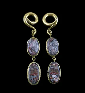 Double Ocean Jasper Stone Brass Ear Weights Version 1