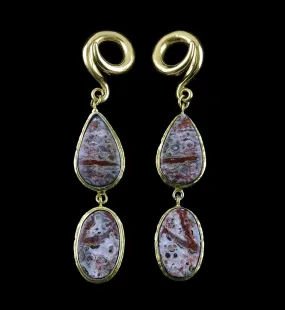 Double Ocean Jasper Stone Brass Ear Weights Version 2