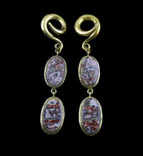 Double Ocean Jasper Stone Brass Ear Weights Version 3