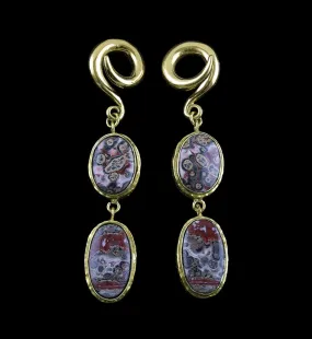 Double Ocean Jasper Stone Brass Ear Weights Version 4