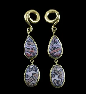 Double Ocean Jasper Stone Brass Ear Weights Version 6