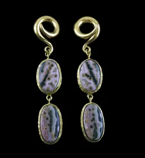 Double Ocean Jasper Stone Brass Ear Weights Version 8