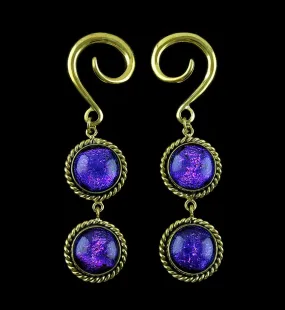 Double Purple Dichroic Glass Coil Hanging Ear Weights