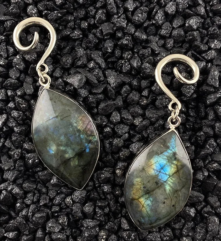 Elliptic Labradorite Stone Ear Weights