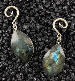 Elliptic Labradorite Stone Ear Weights
