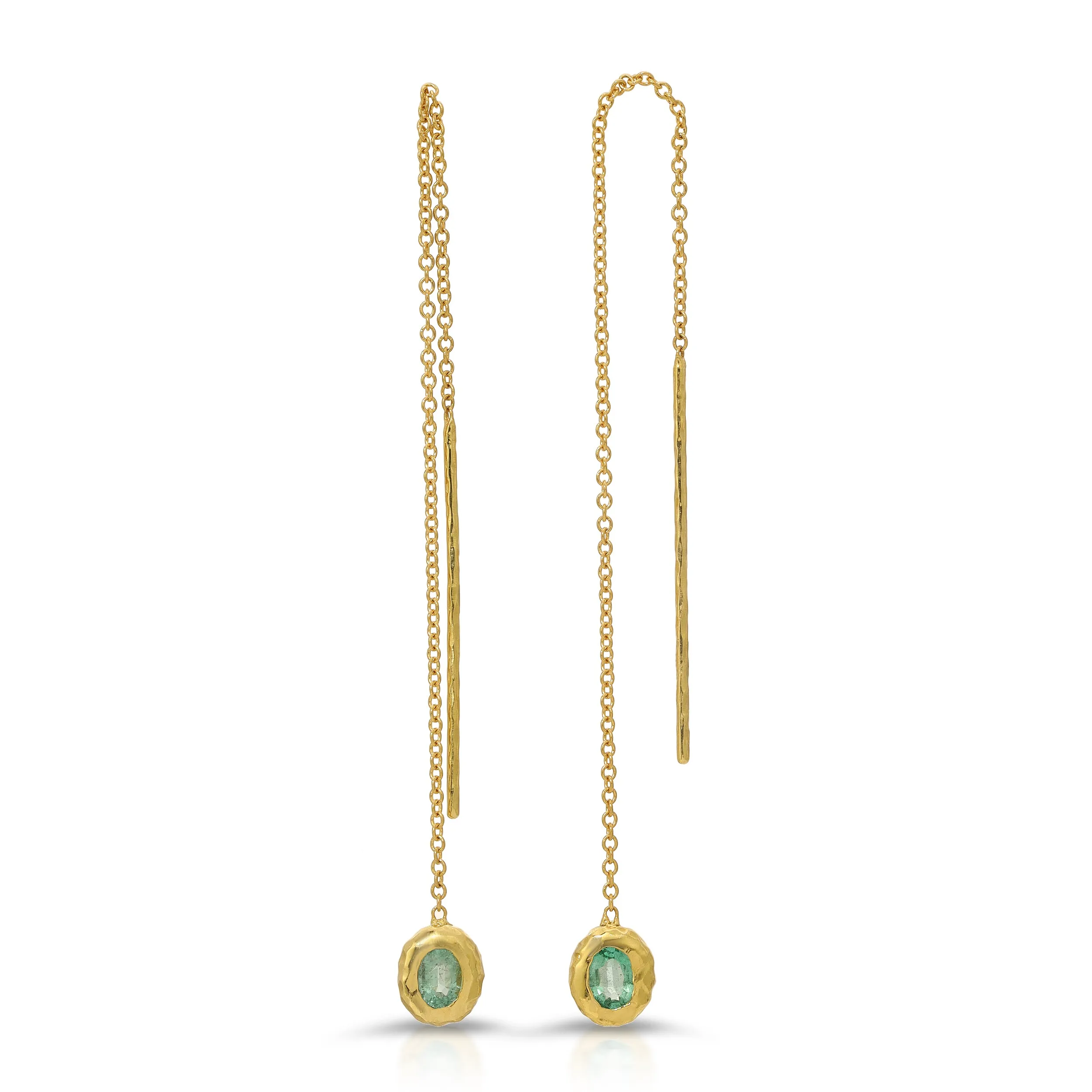 Emerald Oval Nesting Gem Drop Earrings