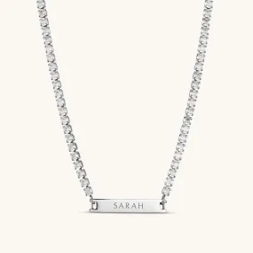 Engraved Tennis Necklace Silver