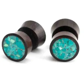 Fake Plugs - Gauges with Crushed Howlite Stone Inlay