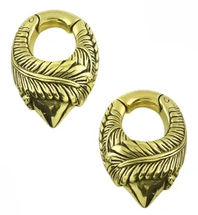Feathered Brass Hinged Ear Weights
