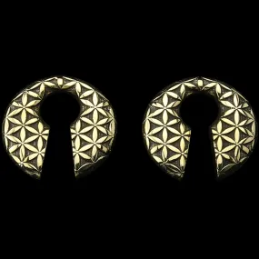 Flower of Life Keyhole Brass Ear Weights