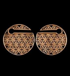 Flower of Life Rose Gold Brass Ear Weights