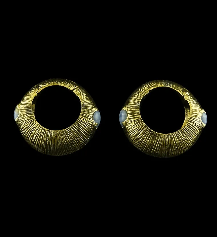 Frontier Blue Lace Agate Stone Hinged Ear Weights