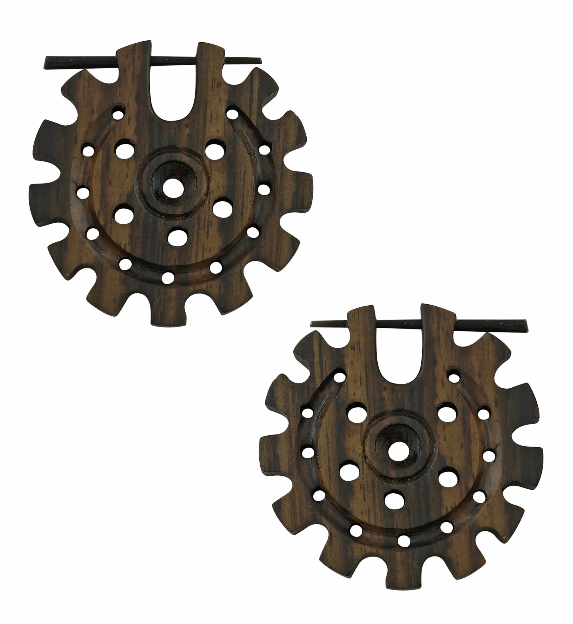 Geared Wooden Earrings